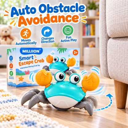 MILLIION® Smart Escape Crab – Interactive Moving Toy with Obstacle Avoidance, Music, LED Lights & Active Play for Kids