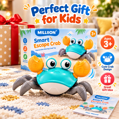 MILLIION® Smart Escape Crab – Interactive Moving Toy with Obstacle Avoidance, Music, LED Lights & Active Play for Kids